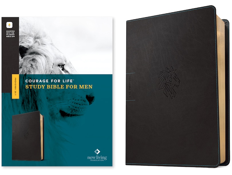 Front cover_NLT Courage for Life Study Bible for Men, Filament Enabled (Leatherlike, Onyx Lion)