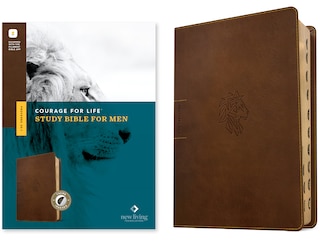 Couverture_NLT Courage for Life Study Bible for Men, Filament Enabled (Leatherlike, Rustic Brown Lion, Indexed)