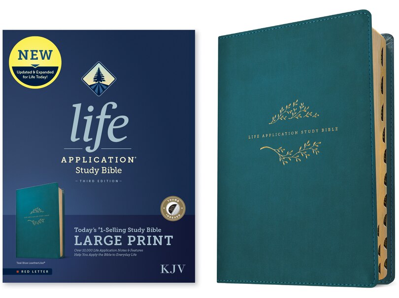Couverture_KJV Life Application Study Bible, Third Edition, Large Print (LeatherLike, Teal Blue, Indexed, Red Letter)