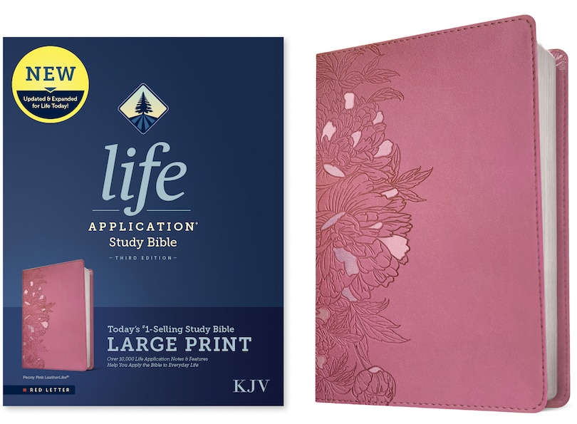 Couverture_KJV Life Application Study Bible, Third Edition, Large Print (LeatherLike, Peony Pink, Red Letter)
