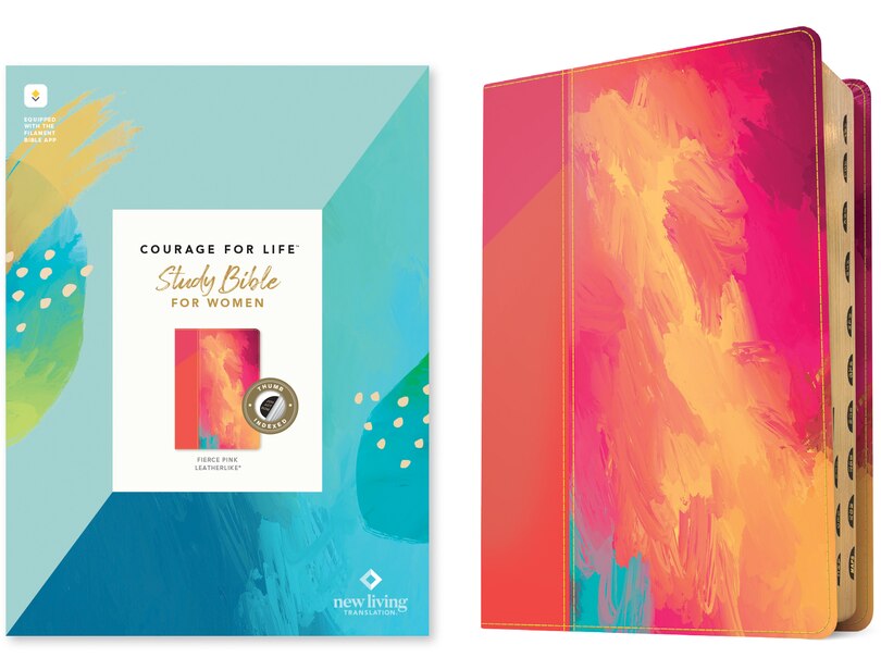Couverture_NLT Courage For Life Study Bible for Women, Filament Enabled (LeatherLike, Fierce Pink, Indexed)