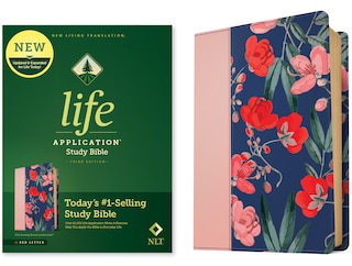 Front cover_NLT Life Application Study Bible, Third Edition (LeatherLike, Pink Evening Bloom, Red Letter)