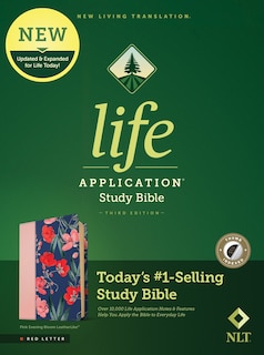 Front cover_NLT Life Application Study Bible, Third Edition (LeatherLike, Pink Evening Bloom, Indexed, Red Letter)