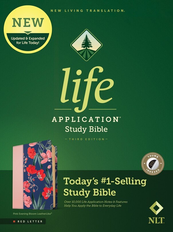 Front cover_NLT Life Application Study Bible, Third Edition (LeatherLike, Pink Evening Bloom, Indexed, Red Letter)