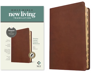 Couverture_NLT Thinline Center-Column Reference Bible, Filament Enabled (Leatherlike, Rustic Brown, Indexed, Red Letter)