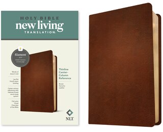 Front cover_NLT Thinline Center-Column Reference Bible, Filament Enabled (Genuine Leather, Brown, Red Letter)