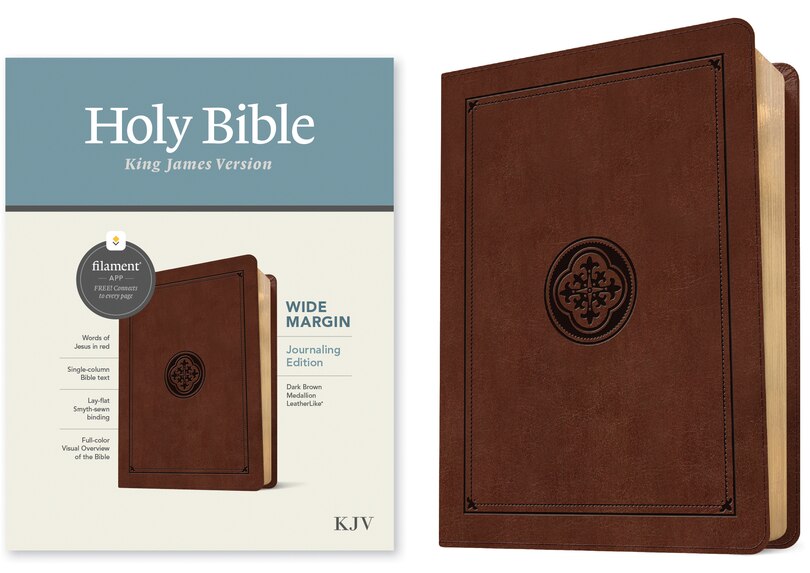 Front cover_KJV Wide Margin Bible, Filament Enabled (LeatherLike, Dark Brown Medallion, Red Letter)