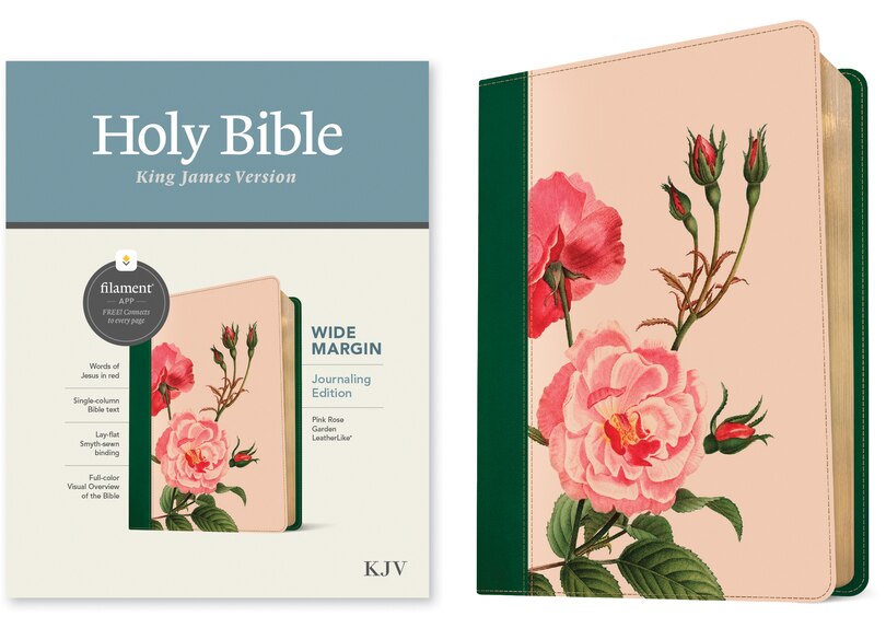 Front cover_KJV Wide Margin Bible, Filament Enabled (LeatherLike, Pink Rose Garden, Red Letter)