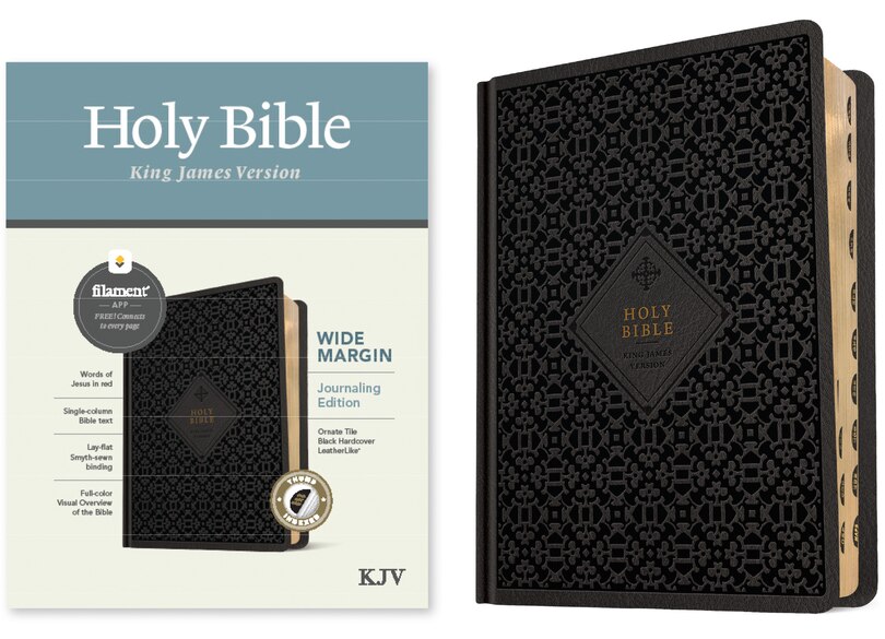 Front cover_KJV Wide Margin Bible, Filament Enabled (Hardcover LeatherLike, Ornate Tile Black, Indexed, Red Letter)
