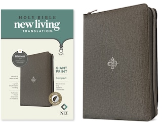Front cover_NLT Compact Giant Print Zipper Bible, Filament Enabled (Leatherlike, Woven Cross Gray, Indexed, Red Letter)