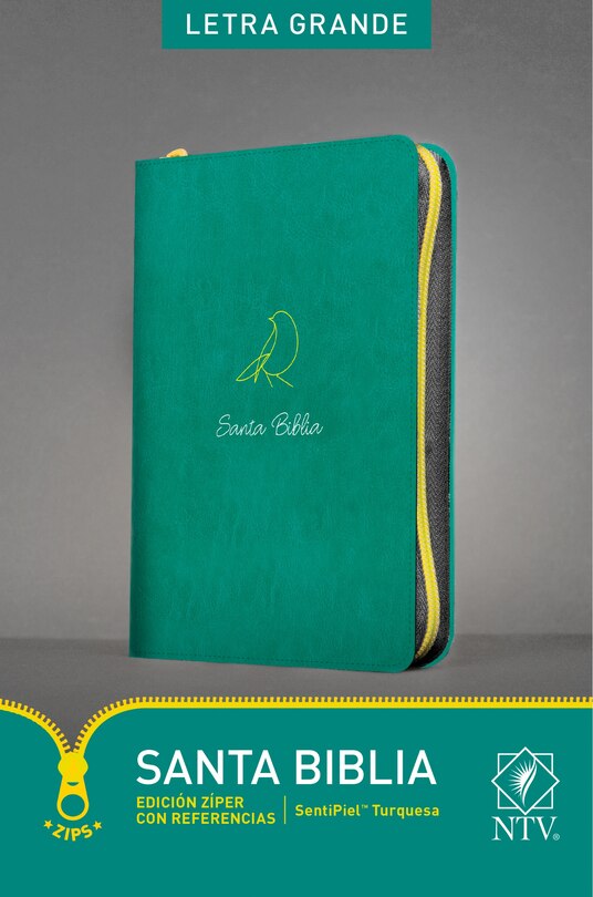 Couverture_Santa Biblia NTV, Edición zíper con referencias, letra grande (SentiPiel, Turquesa, Índice)