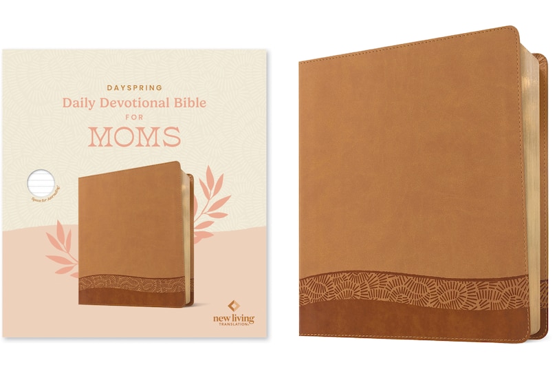 Front cover_Dayspring Daily Devotional Bible for Moms, NLT (Leatherlike, Camel)