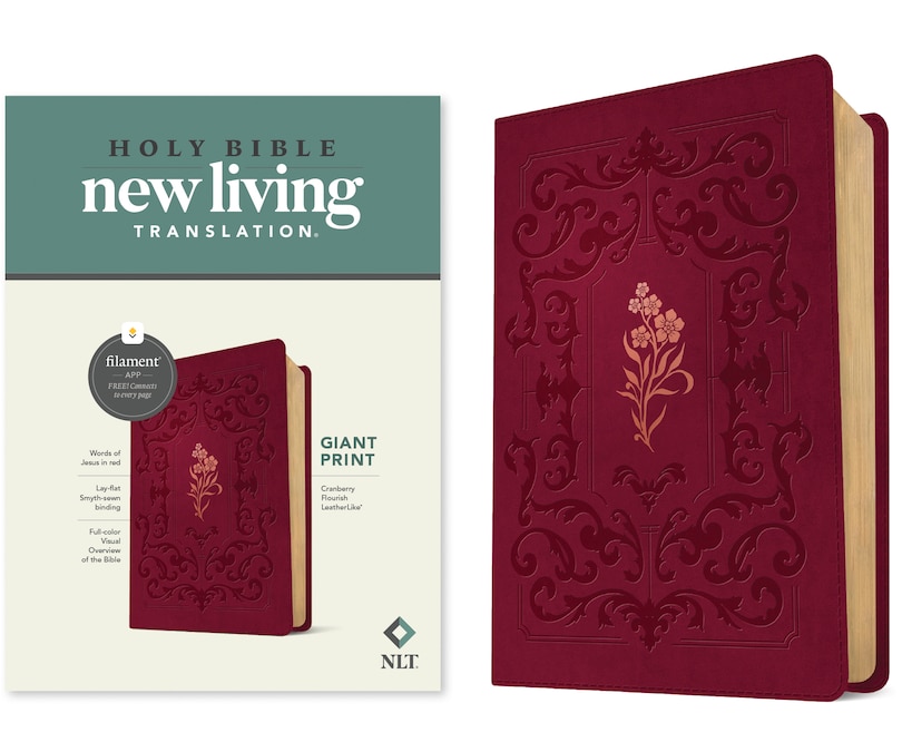 Couverture_NLT Giant Print Bible, Filament Enabled (Leatherlike, Cranberry Flourish, Red Letter)