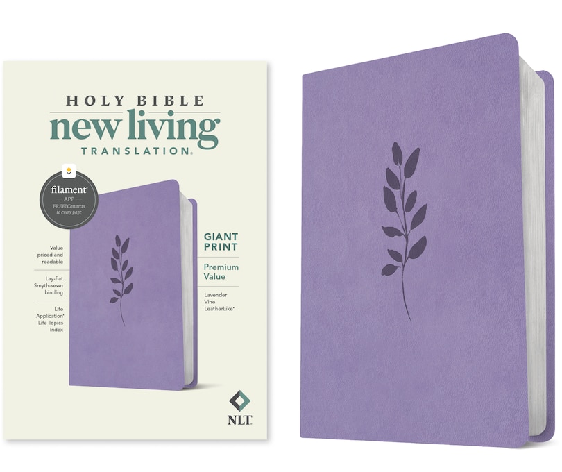 Front cover_NLT Giant Print Premium Value Bible, Filament Enabled (Leatherlike, Lavender Vine)