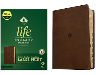 Front cover_NLT Life Application Study Bible, Third Edition, Large Print (Leatherlike, Rustic Brown Leaf, Indexed, Red Letter)