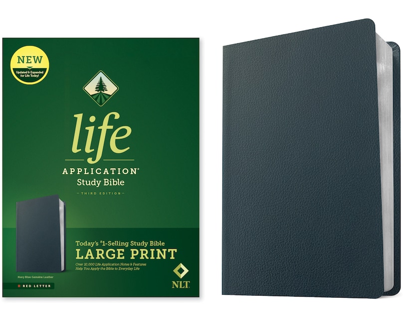 Front cover_NLT Life Application Study Bible, Third Edition, Large Print (Genuine Leather, Navy Blue, Red Letter)