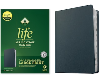 Couverture_NLT Life Application Study Bible, Third Edition, Large Print (Genuine Leather, Navy Blue, Indexed, Red Letter)