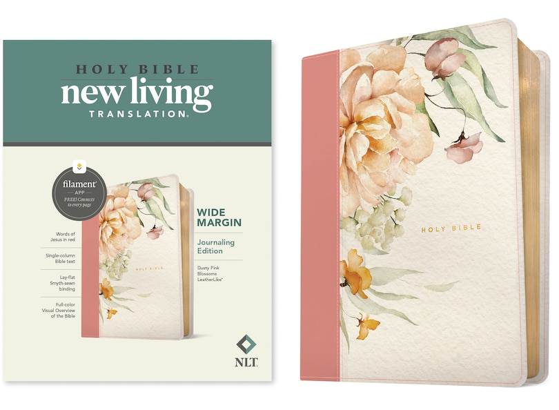 Couverture_NLT Wide Margin Bible, Filament Enabled (Leatherlike, Dusty Pink Blossoms, Red Letter)