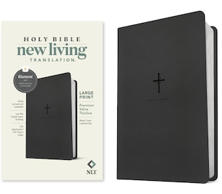 Front cover_NLT Large Print Premium Value Thinline Bible, Filament Enabled (Leatherlike, Black Cross)