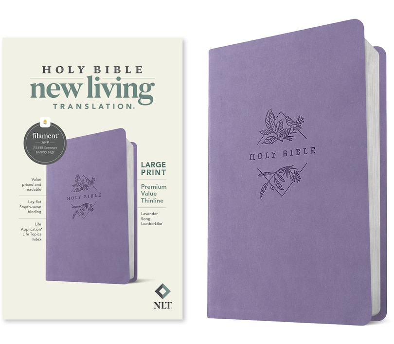 Front cover_NLT Large Print Premium Value Thinline Bible, Filament Enabled (Leatherlike, Lavender Song)