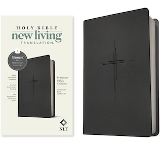 Front cover_NLT Premium Value Thinline Bible, Filament Enabled (Leatherlike, Trinity Cross Black)