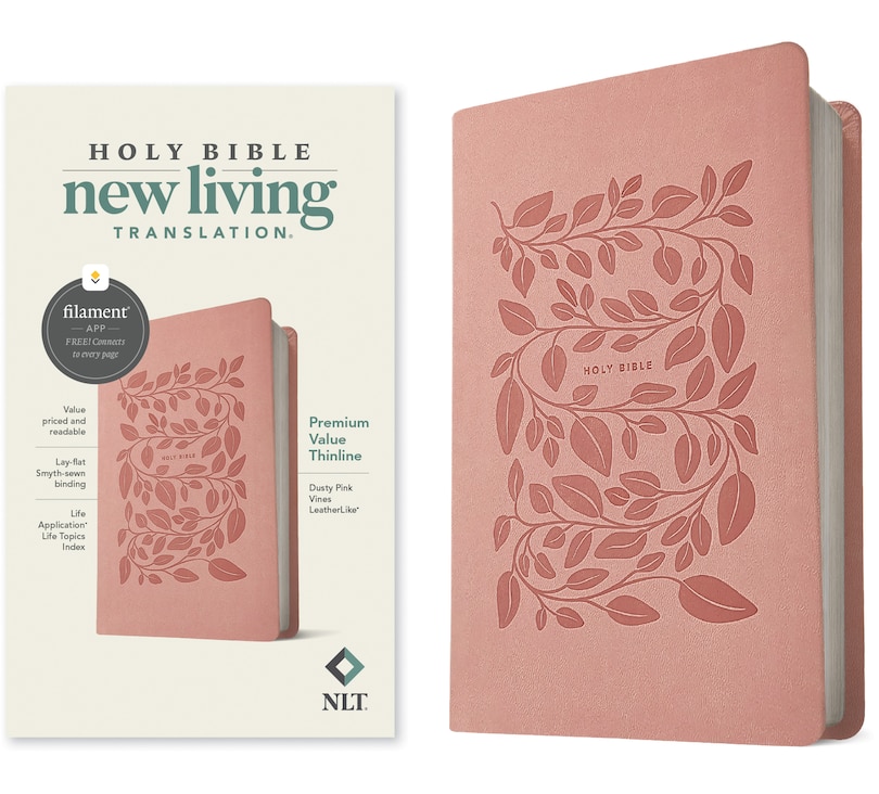 Couverture_NLT Premium Value Thinline Bible, Filament Enabled (Leatherlike, Dusty Pink Vines)