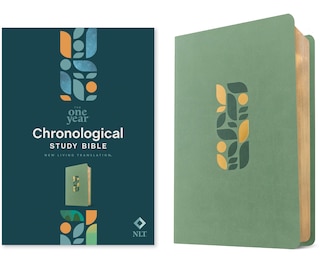 Front cover_NLT One Year Chronological Study Bible (Leatherlike, Sage Green Mosaic)