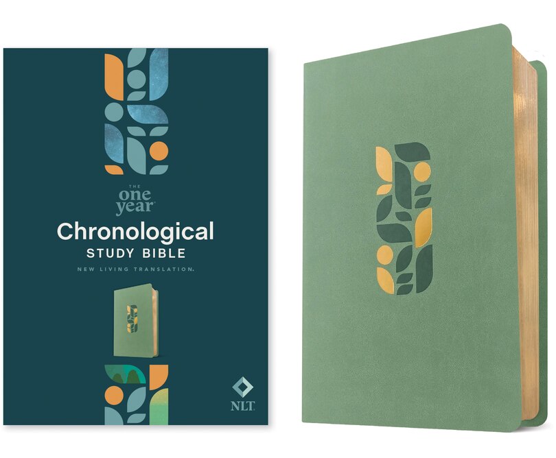 Front cover_NLT One Year Chronological Study Bible (Leatherlike, Sage Green Mosaic)