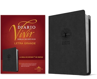 Front cover_Biblia de Estudio del Diario Vivir Rvr60, Letra Grande (Sentipiel, Carbón, Letra Roja)
