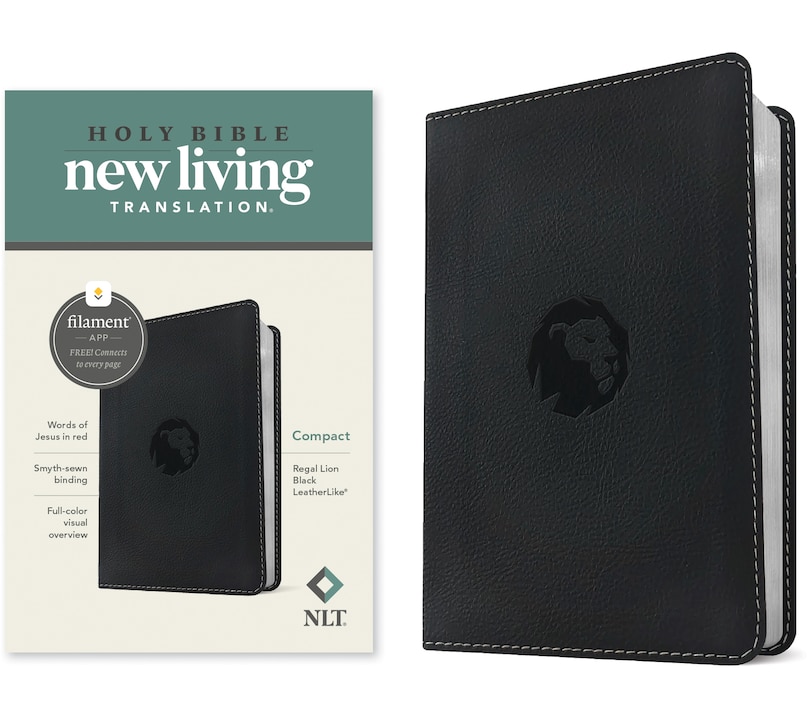 Couverture_NLT Compact Bible, Filament Enabled (Leatherlike, Regal Lion Black, Red Letter)