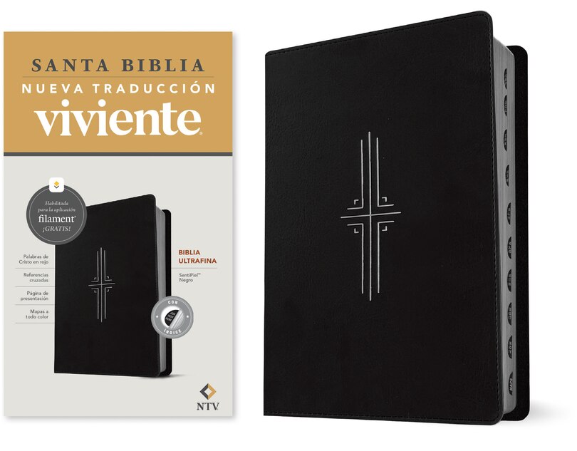 Couverture_Biblia Ultrafina Ntv, Con Filament (Sentipiel, Negro, Índice, Letra Roja)