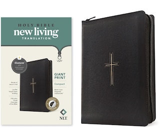 Couverture_NLT Compact Giant Print Zipper Bible, Filament Enabled (Leatherlike, Black Cross, Indexed, Red Letter)