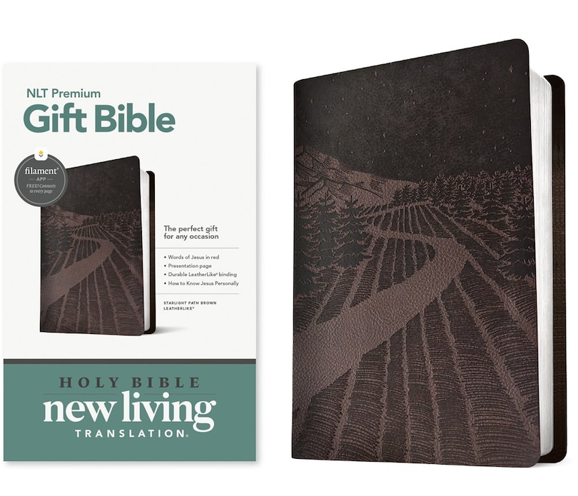Front cover_Premium Gift Bible Nlt, Filament Enabled (Leatherlike, Starlight Path Brown, Red Letter)