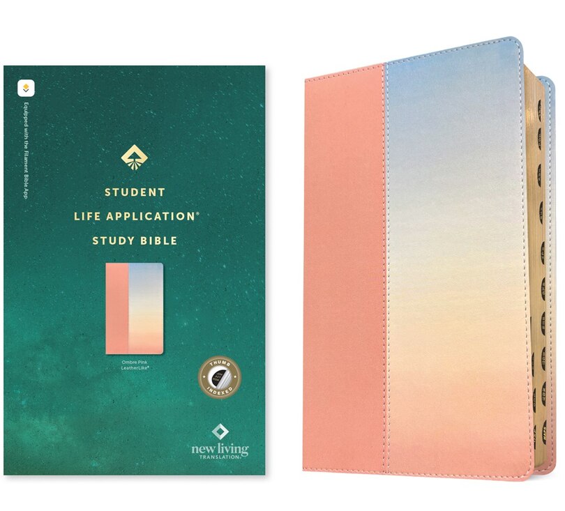 Front cover_NLT Student Life Application Study Bible, Filament Enabled (LeatherLike, Ombre Pink, Indexed, Red Letter)