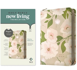 Couverture_NLT Thinline Reference Zipper Bible, Filament Enabled (LeatherLike, Tender Blossom Taupe, Red Letter)