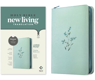 Couverture_NLT Large Print Thinline Reference Zipper Bible, Filament Enabled (LeatherLike, Baby Blue Blossoms, Red Letter)