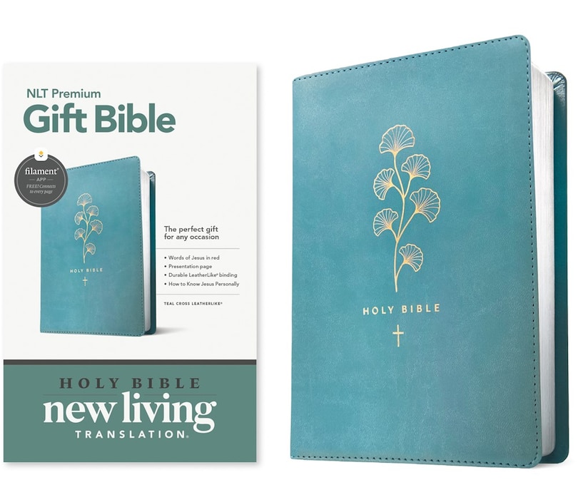Front cover_Premium Gift Bible Nlt, Filament Enabled (Leatherlike, Teal Cross, Red Letter)