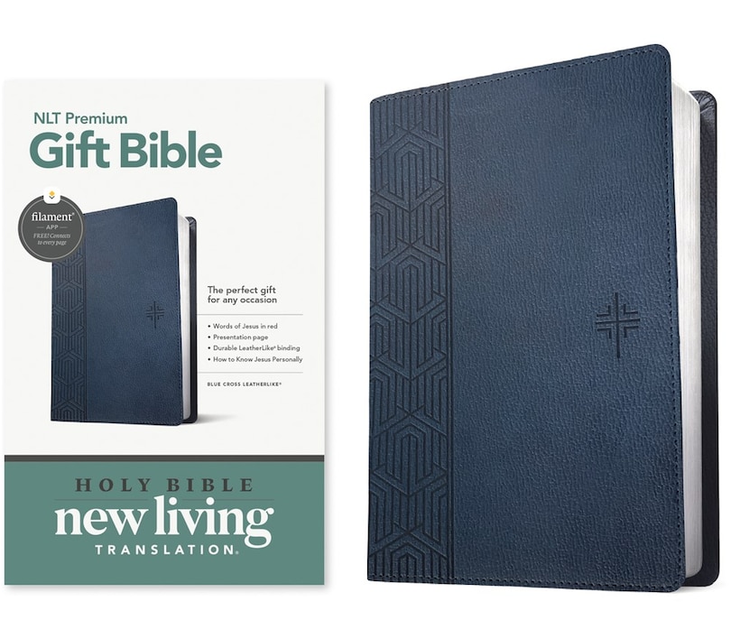 Front cover_Premium Gift Bible Nlt, Filament Enabled (Leatherlike, Blue Cross, Red Letter)
