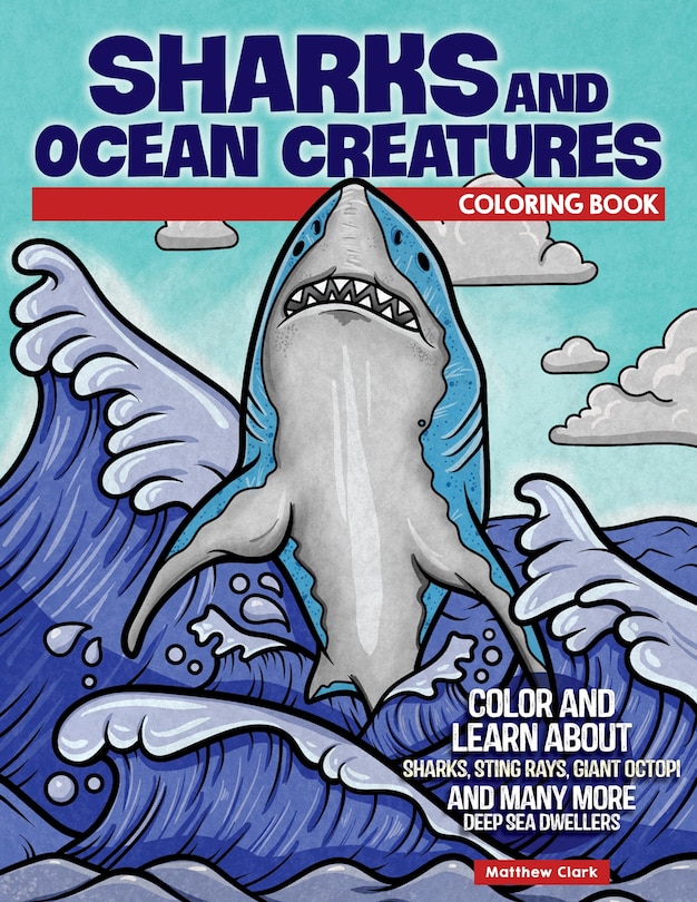 Front cover_Sharks And Ocean Creatures Coloring Book