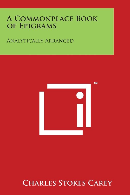 Couverture_A Commonplace Book of Epigrams