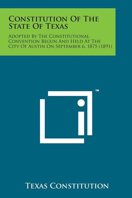 Front cover_Constitution of the State of Texas