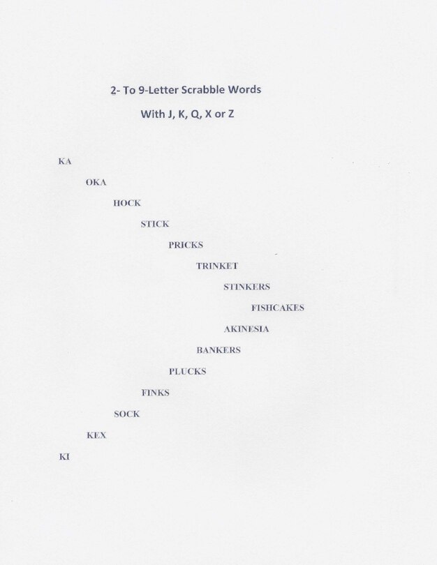 Front cover_2- TO 9-Letter Scrabble Words With J, K, Q, X or Z