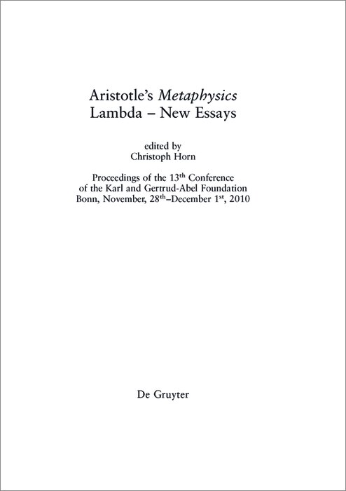 Front cover_Aristotle’s Metaphysics Lambda – New Essays