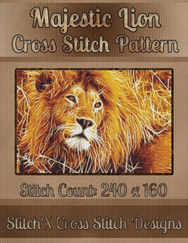 Front cover_Majestic Lion Cross Stitch Pattern