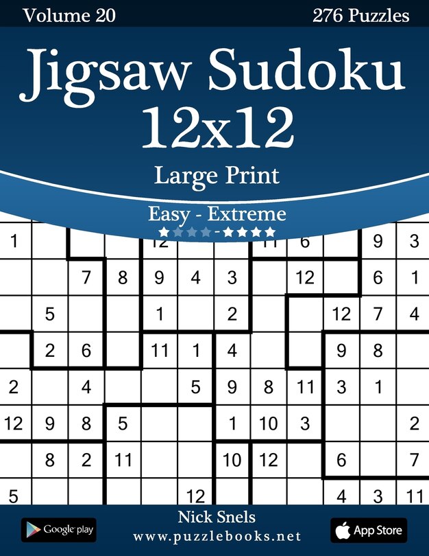 Front cover_Jigsaw Sudoku 12x12 Large Print - Easy to Extreme - Volume 20 - 276 Puzzles