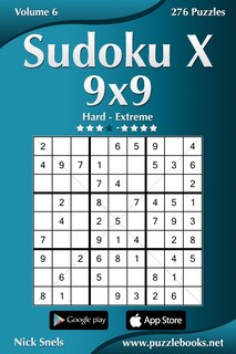 Front cover_Sudoku X 9x9 - Hard to Extreme - Volume 6 - 276 Puzzles