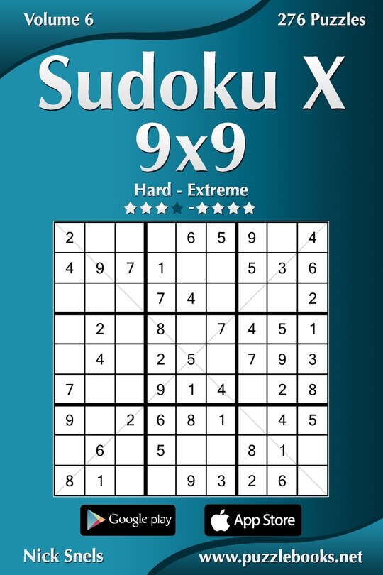 Front cover_Sudoku X 9x9 - Hard to Extreme - Volume 6 - 276 Puzzles