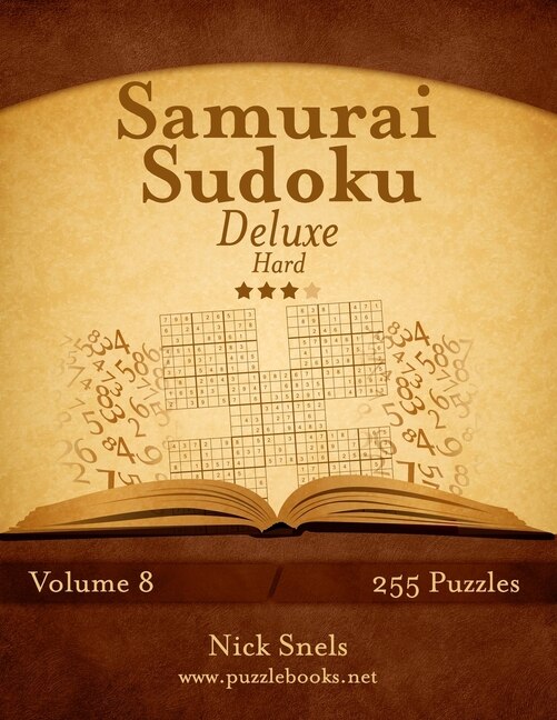 Front cover_Samurai Sudoku Deluxe - Hard - Volume 8 - 255 Logic Puzzles
