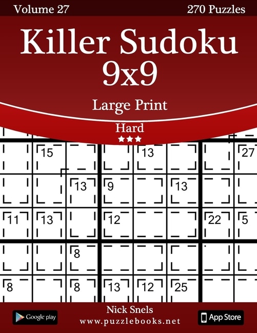 Couverture_Killer Sudoku 9x9 Large Print - Hard - Volume 27 - 270 Logic Puzzles