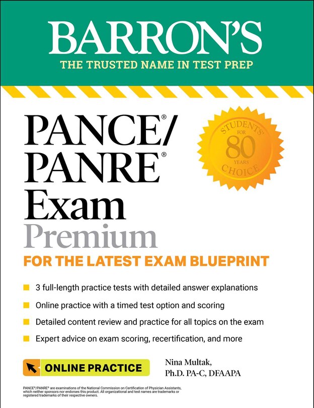 Couverture_PANCE/PANRE Exam Premium: 3 Practice Tests + Comprehensive Review + Online Practice